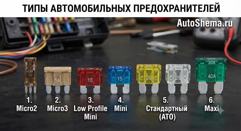 Какие бывают автомобильные предохранители - размеры и типы
